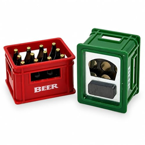2 Stück Set Metall-Flaschenöffner mit Kühlschrankmagnet, Magnetischer Bieröffner Kapselheber für Kühlschrank Haushalt Bar Geschenk (Bierkasten)