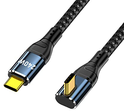 CY Kabel USB-C 240W Typ-C Stecker auf Stecker Kabel Niedriges Profil Winkelstecker 48V 5A Kompatibel mit USB 2.0 480Mbps 100W Laden für Laptop Tablet Telefon