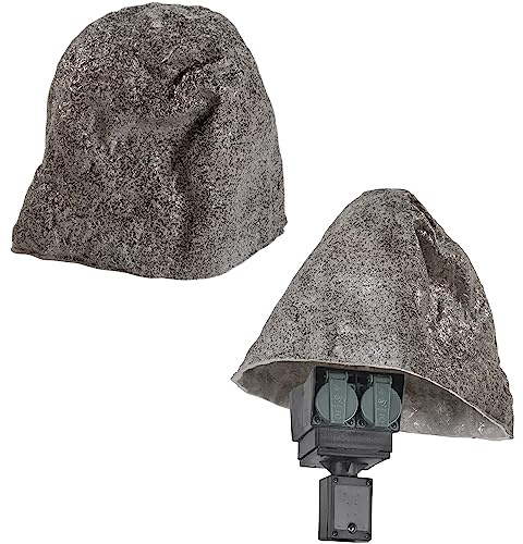 Kunstfelsen S-03 Ø45 cm Grau – Hohler Abdeckstein & Dekofelsen für Gartenpumpe, Teichfilter, Trafohaus, Brunnenkopf, Sandfilteranlage – 63 × 50 × 46 cm, GFK-Komposit, 9 kg, frostfest