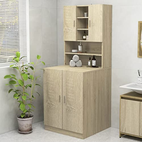 prissent Meuble pour machine à laver en chêne Sonoma 70,5 x 25,5 x 90 cm Meuble lave-linge pour salle de bains ou buanderie