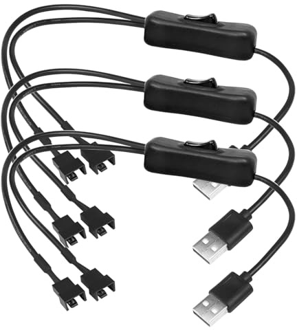 RUNCCI-YUN 3Stück USB auf Dual 3-Pin / 4-Pin PWM 5V Fan Power Adapter Kabel,1-zu-2-Wege-Splitter USB PWM Lüfter Splitterkabel,Gehäuselüfter Splitter Lüfterschalter (40 cm)