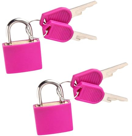 Lot de 2 cadenas à bagages avec clés, petits cadenas colorés pour casier de gym, sac à dos, sac d'ordinateur portable, école, violet, Compacte