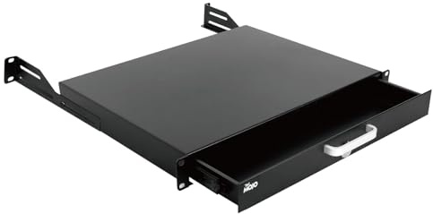 Tecmojo Cajón de rack 1U, montaje en rack para red/servidor/AV de 19 pulgadas, armario o gabinete, bloqueable con soporte trasero, soporta carga de 10 kg, con entrada de cables y agujeros de gestión