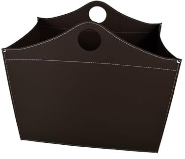 LIMAC Design WOODBAG MINI Contenitore portalegna in cuoio, borsa porta legna da interno, cesto per legna da ardere, con ruote gommate, con 4 ruote gommate, prodotto in Italia. (Marrone Scuro)