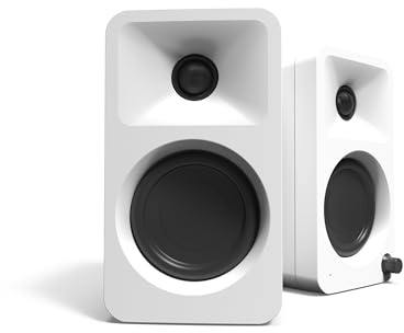 Kanto ORA 100W Powered Bi-amp Reference Desktop Computer Speakers w/Bluetooth 5.0 & USB-C | 100 Hz Crossover | Reference Quality Sound | Pair | White