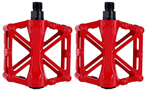 Pedales de Bicicleta de Aluminio Anti Skid Piadals Plataforma Plana Plana Ligera para Carreras y Ciclismo Recreativo Negro Rojo Azul Rojo Blanco 12x9.5cm 1 Par (Rojo)