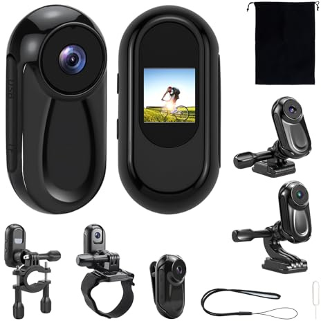 Feelhap Cámara de Acción 1080P,Portátil Cámara Deportiva con Visión Nocturna 120° cámara de Casco con Pantalla 0.85'',Mini cámara de Video Corporal Camara Casco Moto,Mini Vlog Camera Video Bodycam