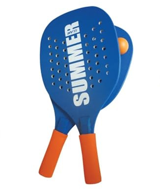 Coppia Racchette da Spiaggia Summer Padel Beach Tennis con Pallina Morbida Set Racchettoni in Legno Mare, Spiaggia e Giardino, Beach Rackets