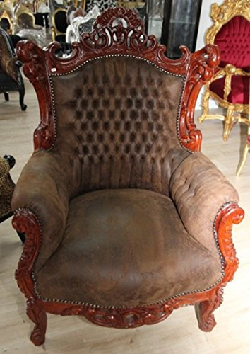 Casa Padrino Barockstol Al Capone brun läderlook/brun