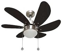 FABRILAMP Ventilador de Techo 6 aspas, 3 velocidades, 41x85x85 cm, Acabado wengué, para ventilación y Confort en Espacios Cerrados, Níquel, Blanco, Grande