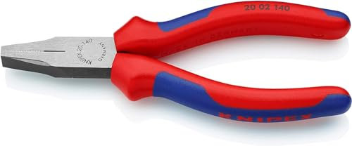 Knipex Pince à becs plats noire atramentisée, avec gaines bi-matière 140 mm 20 02 140