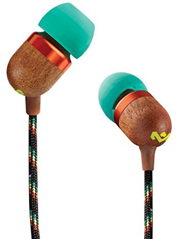 House of Marley Smile Jamaica In-Ear Headphones - Sustainably Crafted, Eco-Friendly, Noise Isolating Wired Earphones, 9.2mm Driver, Tangle-Free Cable, 1 Button Microphone Control - Rasta