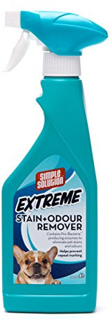 Simple Solution Extreme; quitamanchas y antiolores para perros, Limpiador enzimático con poder de limpieza 3X Pro-Bacterias - 500ml