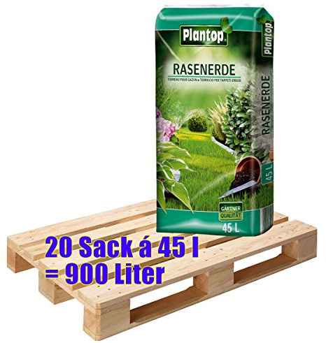 Rasenerde Plantop 20 Sack je 45 Liter = 900 Liter Qualitäts-Rasensubstrat aus Bayern