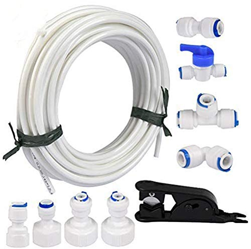 Queta 20 Meter Wasserzulaufleitung Anschluss-Set und Kühlschrankschlauch Kühlschrankanschlusskit Schlauchverbinder(1/4,1/2,3/4) für Doppelkühlschrank Universal