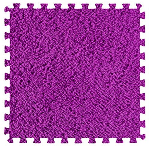 12 Stück Ineinandergreifende Teppichfliesen, Plüsch-Puzzle-Schaumstoff-Bodenmatte, 30,5 X 30,5 cm Plüsch-Teppich, Flauschiger Kletter-Plüsch-Teppich Für Schlafzimmer,Lila,30X30X1cm