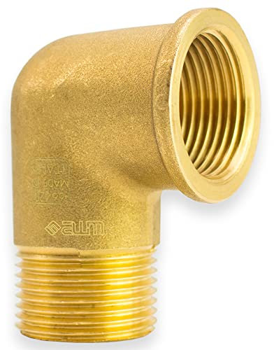 Winkel 90° Grad Innengewinde Aussengewinde Fitting Rohrfitting Rohrwinkel Bogen Adapter Schraubfitting Gewindefitting Industriequaltät - Made in Italy (Messing, 3/4 AG x 3/4 IG)