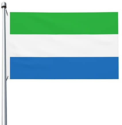 Bandera de Sierra Leona, banderas decorativas para exteriores, 3 x 5 pies, 100% poliéster, bandera exterior para todo tipo de clima, el color es brillante y fácil de desvanecer, secado rápido.