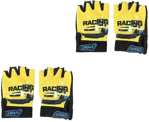 INOOMP 2stücke Halbfinger Kinderhandschuhe Mit Coolem Auto-Design Atmungsaktive Und rutschfeste Fahrradhandschuhe Für Jungen Und Mädchen Für Radfahren Laufen Und