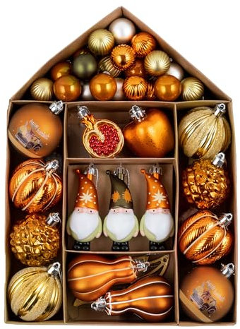 Valery Madelyn 40 stück Herbstdeko Kunststoffkugel,Herbst Deko zum Aufhängen,Deko Kürbis Zwerg Früchte,Hängend Ornament für Baumdeko,Innen und Draußen,Geschenk Fall Decor Halloween,3-12cm
