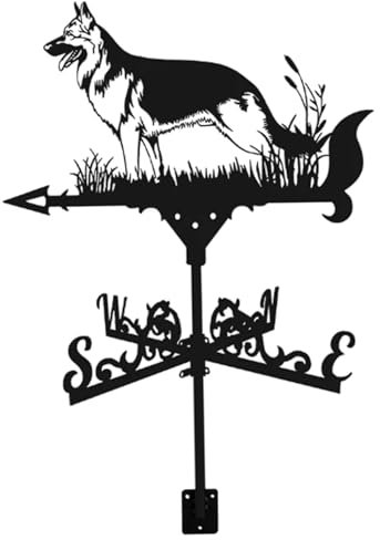 Wedhapy Girouette décorative en Fer pour Toit 33 x 55,9 cm indicateur de Direction du Vent pour Cour Jardin Ferme Chien de Berger