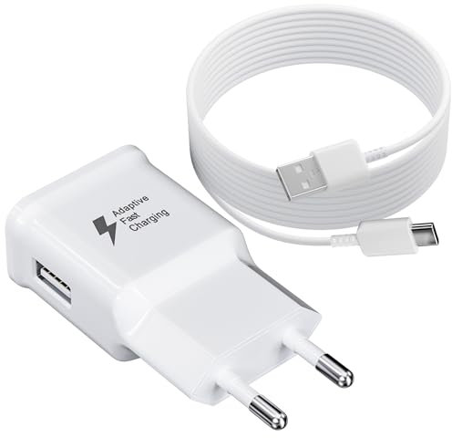 Caricabatterie per Samsung, Caricatore USB Ricarica Rapida e 2M Cavo Tipo C Originale per Samsung Galaxy A15 A14 A13 A05s A55 A54 A35 A34 A33 A25 A23 S10 S9 S8 S20 M54 M34, Caricabatterie Veloce