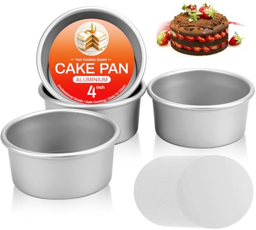 OAMCEG Aluminium Kuchenformen 4er Set - 10cm Runde Backform mit Abnehmbarem Boden, Antihaftbeschichtung für perfekte Mini-Torten und Desserts - Ofenfeste Backformen für Zuhause & Feiern