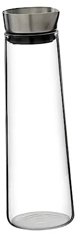 OKUMEYR Borosilikatglas Wasserkrug Mit Edelstahl Deckel Auslaufsicherer Getränkekrug Für Kalte Getränke Für Saft Tee Und Wasser Hochwertiger Praktischer Wasserbehälter