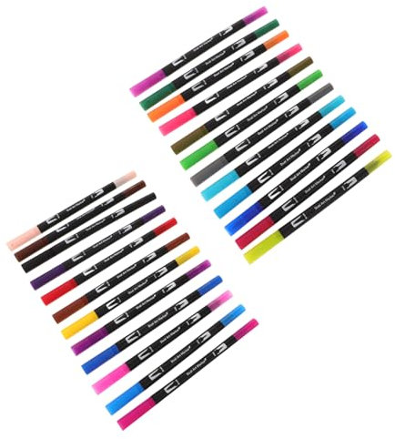 Holibanna 24stücke Pinselmarker Mit Doppelspitze Farben Wassermarker Aquarell-illustrationsstift Kunstmarker Mit Doppelspitze Abwaschbarer Marker Für Zeichnen Und Malen