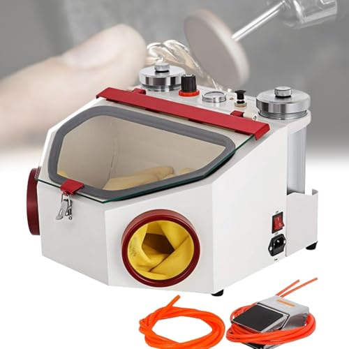 MAIMAILE Single Pen Fine Sandblaster, Lab Equipment 50W Sand Blaster Unit, Taille Des Particules ≥120 Mesh, with LED Lights, and Glass Viewport, for Material Restoration and Polishing Treatment
