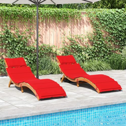 Qnhdfrt Sonnenliege aus massivem Akazienholz mit gepolsteter Auflage und Kissen, klappbar für Garten, Pool und Balkon