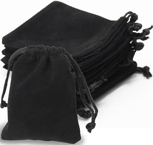 10 Pezzi Velluto Coulisse Sacchetto Regalo Sacchetti,9 x 7 cm,Nero Sacchetti Gioielli con Coulisse,per Natale Imballaggio Bomboniera per Matrimonio
