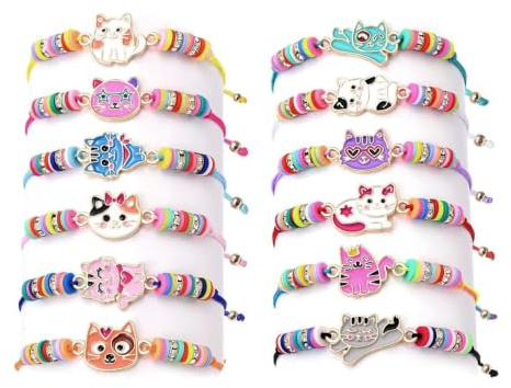 YUZHEDM 12 Styck Katt Armband Justerbart Boho Vänskapsarmbandar | Flätat sidentråd armband färgbeständigt elastiskt omlottarmband för kvinnor män festival fest vardag smycken