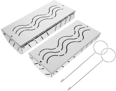 iplusmile 2 Pièces Fumoir de Barbecue, Boîte à Fumée en Acier Inoxydable, Argenté, Grand Petit, pour Viande et Aliments, Cuisson et Grillades en Extérieur, Design Portable