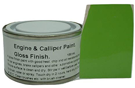 1 x 150ml Lime Green Heat Resistant Gloss Brake Calliper and Engine Block Paint. Caliper Engine Bay