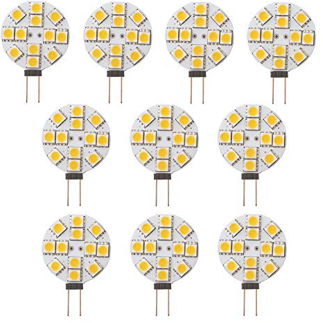 Qasim 10x ampoule LED G4 non dimmable blanc chaud 2700K 110 ° Faisceau ampoule de lumière remplacement 20W lampe halogène pour cuisine camping-car RV remorque bateau AC/DC 12V de remplacement