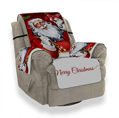 A.Monamour Sofabezug Sofaüberwurf Sesselschoner Weihnachtsmann Weihnachts Geschenk Dekoration Samt Sesselbezug Sesselhusse Sessel Abdeckung Sesselschutz Stuhl Abdeckung Stuhlschutz