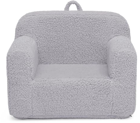 Delta Children Cozee Sherpa Chair, Reading, Arm Rest|Cushion Availability, Grey