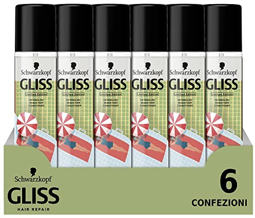 Schwarzkopf Gliss Balsamo Senza Risciacquo Summer Repair Express Spray per Capelli Stressati dall'Estate, con Essenza Floreale, 2ml, 6 pezzi conferzione risparmio 6 pezzi