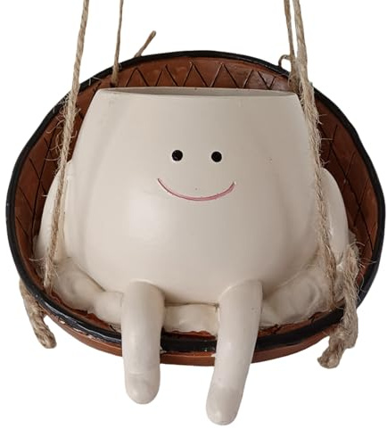 Maceta oscilante, maceta colgante de cara sonriente, maceta colgante para plantas suculentas, macetas de pared para plantas, jardín, césped, amor