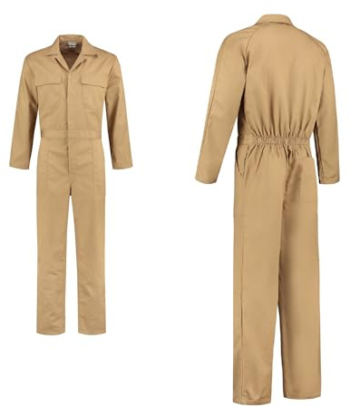 Generisch Overall Kombi beige Größe 44-64 Arbeitsoverall Arbeitsanzug, KFZ Werkstatt, Tischler, Karneval, Fasching (58)
