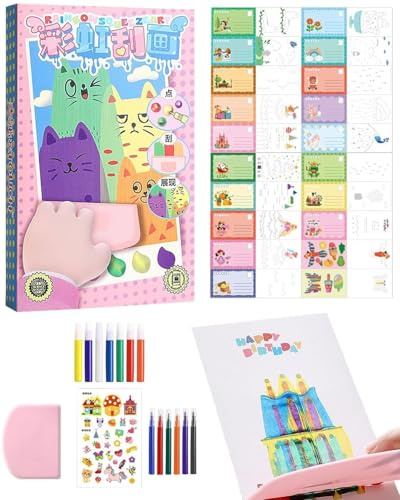 LOZTBUE 1pcs Images à gratter arc-en-ciel, universel, 35 pcs Images à gratter arc-en-ciel pour enfants, Images à gratter point arc-en-ciel avec couleurs de pinceau aquarelle