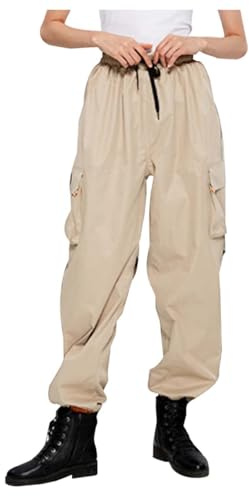 Generisch Pantalones de lluvia para motocicleta como cubrepantalones transpirables para hombre y mujer con impregnación en actividades al aire libre, beige, M