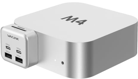 WAVLINK Hub para Mac Mini M4, Hub de 6 Puertos para Mac Mini | 2 porte USB-C da 10Gbps, 2 porte USB-A da 10Gbps, lettore di schede SD3.0, per Mac mini M4 e M4 Pro