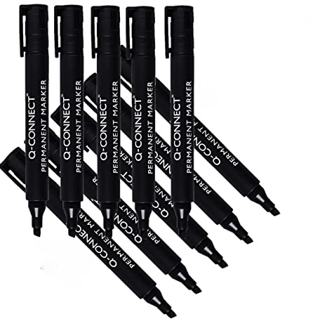 Q-Connect Permanent Marker Pen Chisel Tip Black (Pack of 10) KF26042