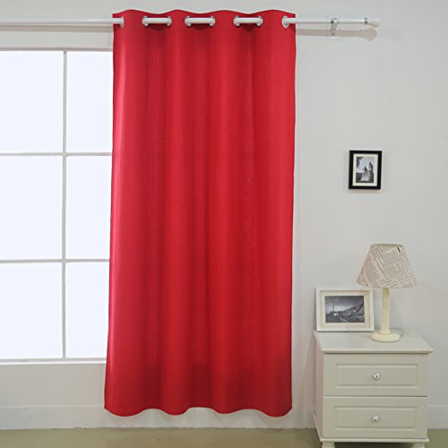 Deconovo Küchengardinen Thermoisoliert Ösen Vorhang Panel 52WX84L mit Silberbeschichtung zum Reflektieren von Sonnenlichtern für Wohnzimmer 1 Panel rot