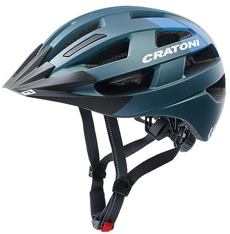Cratoni Velo-X Leichter Allroundhelm Fahrradhelm Inlinerhelm mit Rücklicht (Petrol matt, S/M (52-57 cm))