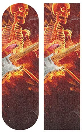 Feuer Schädel Gitarre Muster Skateboard Griptape Rutschfest Selbstklebend Longboard Griptapes Aufkleber Griffband(84 * 23cm 1pcs)