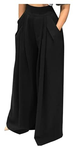 NRTHYE Palazzo Pants for Women High Waist Wide Leg Stretchy Loose Fit Casual Trousers