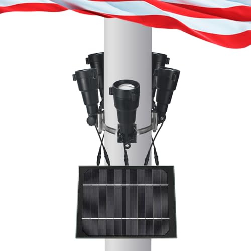 RAYSLIT Flagpole Light - 5 in 1 Solar Powered 1000 Lumen Fits 2-6 Diameter Flagpole - Outdoor Dusk to Dawn Waterproof LED Flag Light
